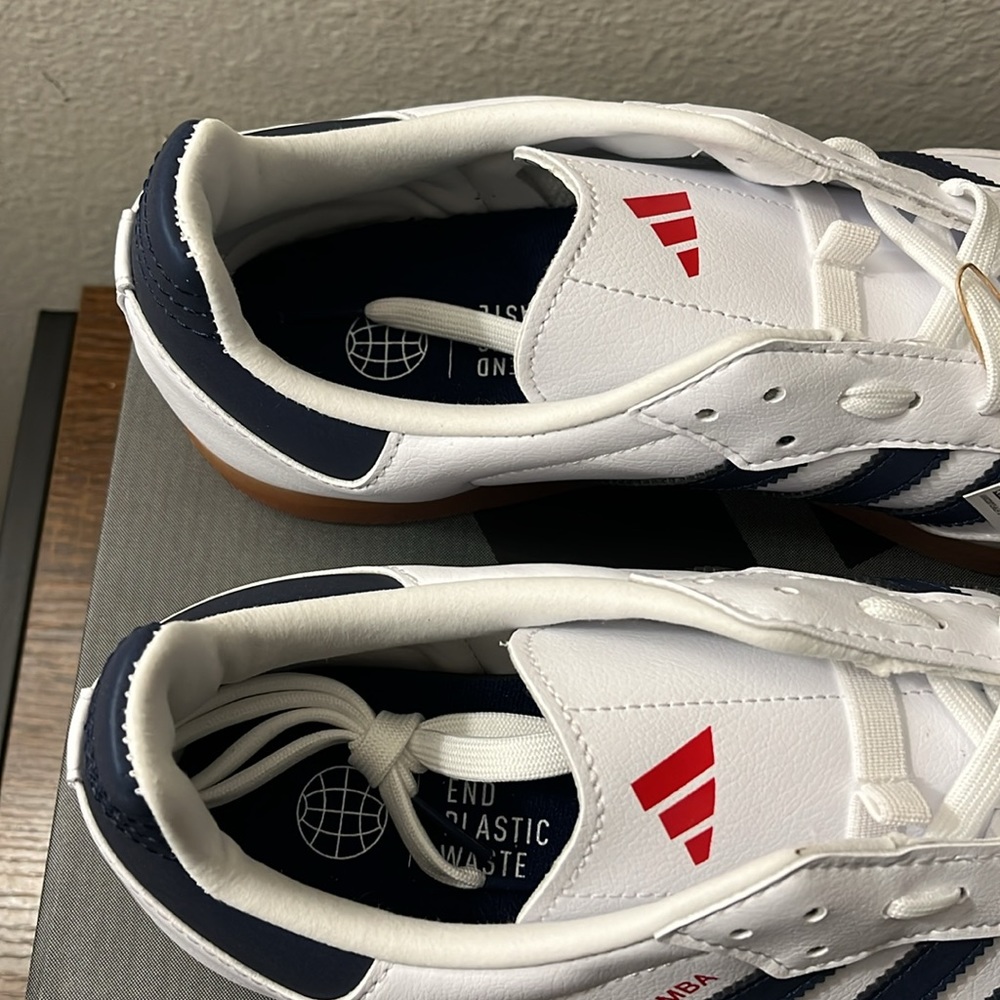 NWT Adidas The Velosamba Vegan Men's Shoes - White/Navy/Grey/Red - HP5399 - Picture 12 of 13